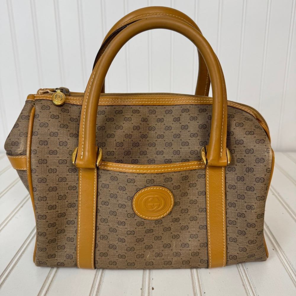 Gucci Handbag GG Tan Brown older satchel Bag luxury